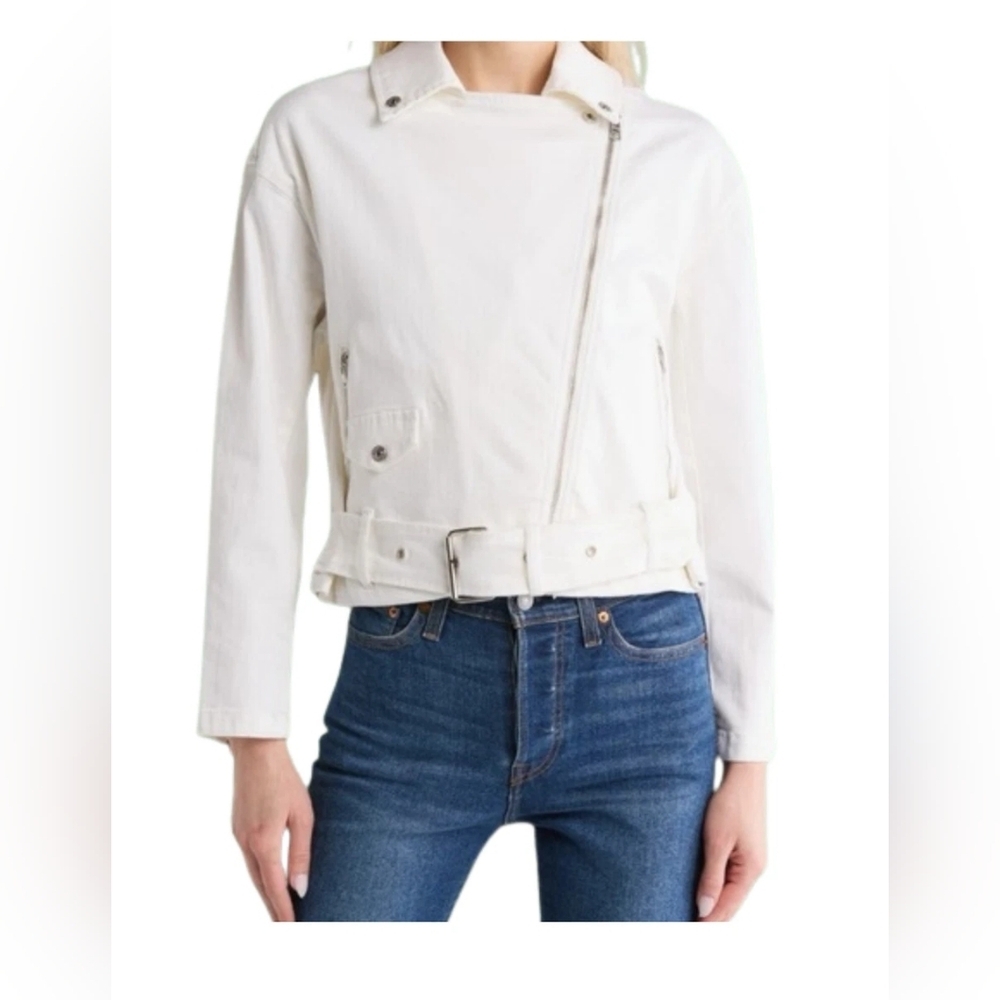 Juicy Couture White Denim Moto/Biker Jacket Size S NWT 🔥🔥